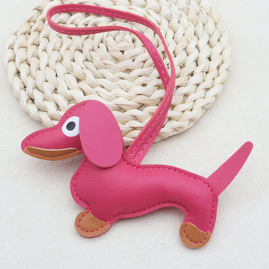 Dachshund Dog Bag Charm in Hot Pink
