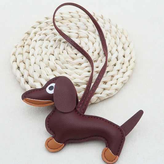 Dachshund Dog Bag Charm in Oxblood
