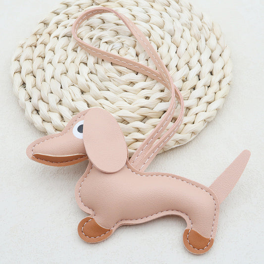 Dachshund Dog Bag Charm in Nude Pink