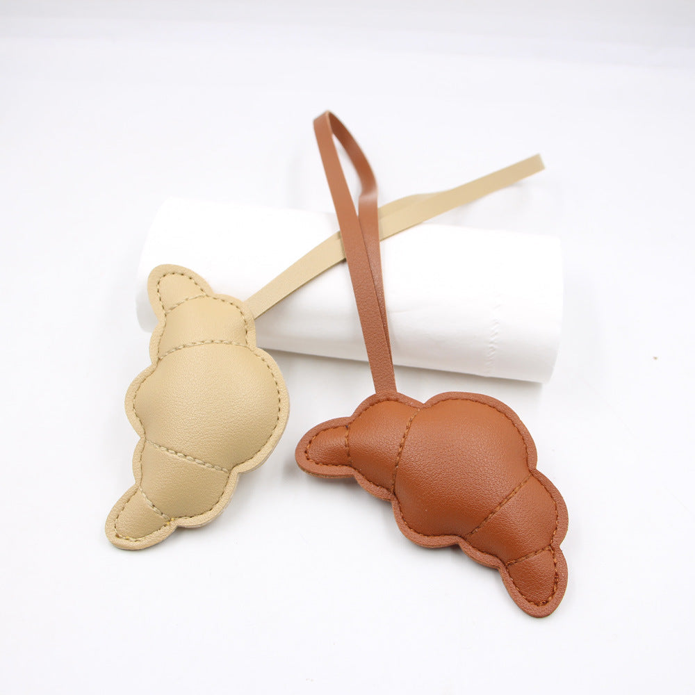 Croissant Bag Charm in Tan