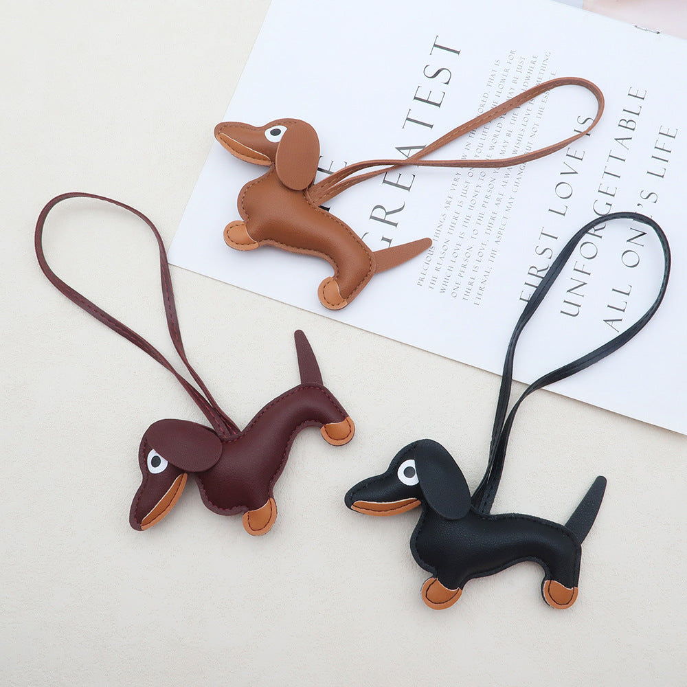 Dachshund Dog Bag Charm in Coffee Brown