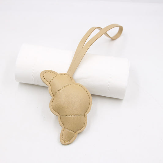 Croissant Bag Charm in Beige