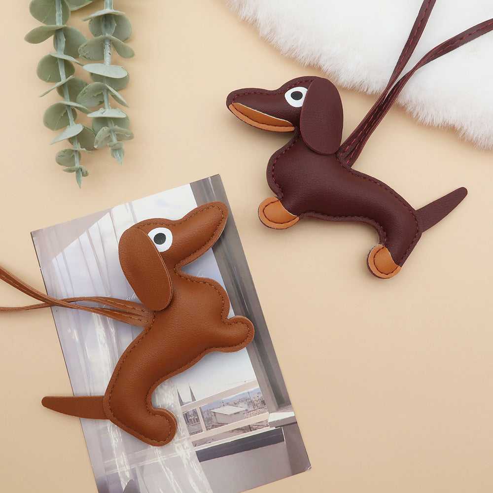 Dachshund Dog Bag Charm in Coffee Brown