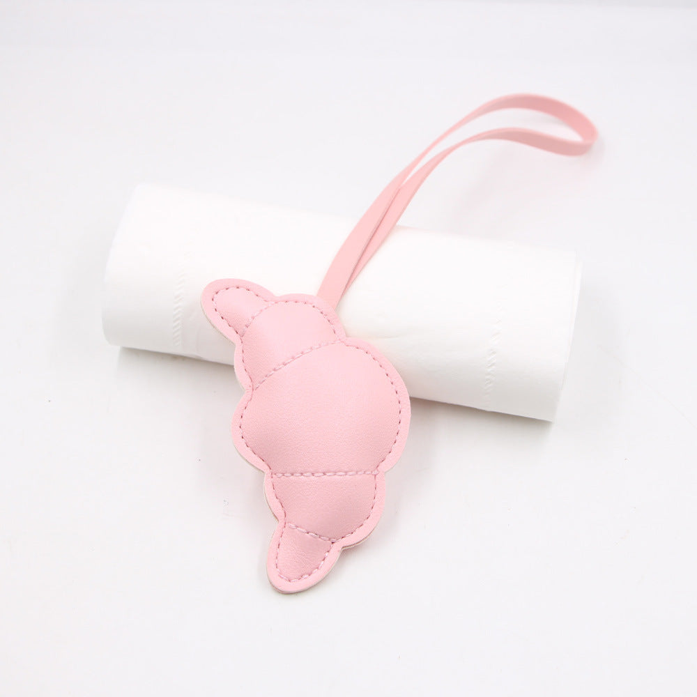 Croissant Bag Charm in Tan