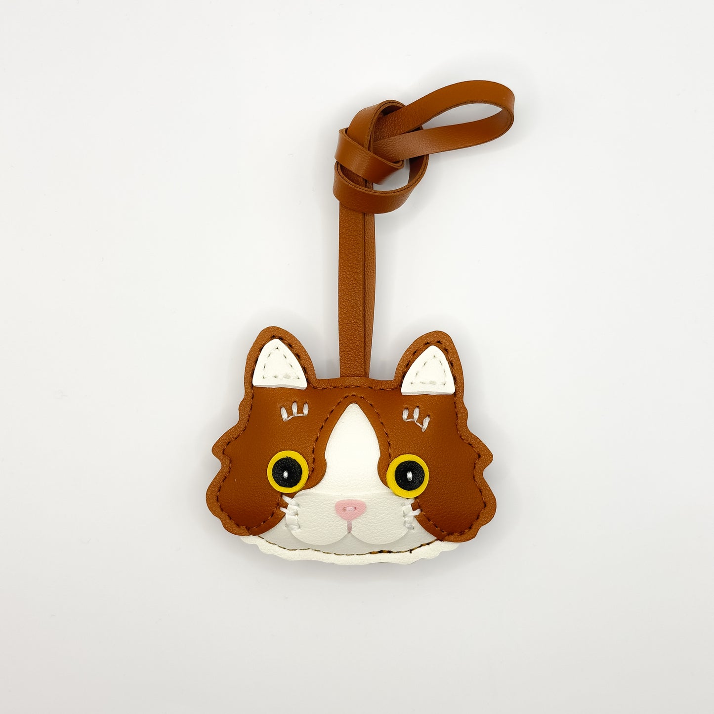 Cat Face Bag Charm in Brown