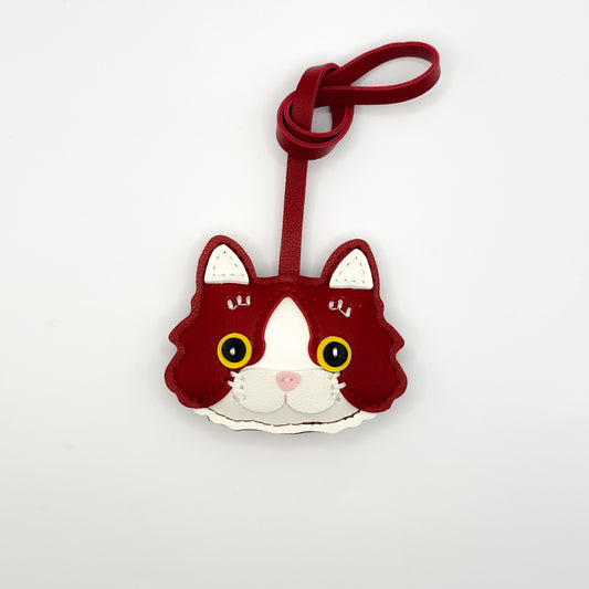 Cat Face Bag Charm in Red