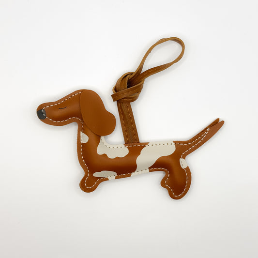 Dachshund Bag Charm in Tan Brown