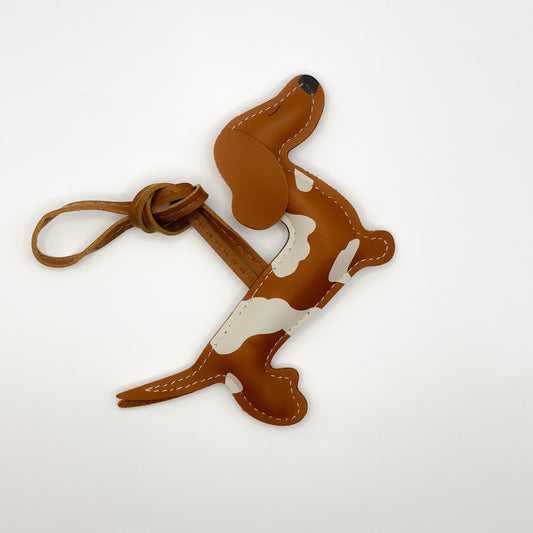 Dachshund Bag Charm in Tan Brown