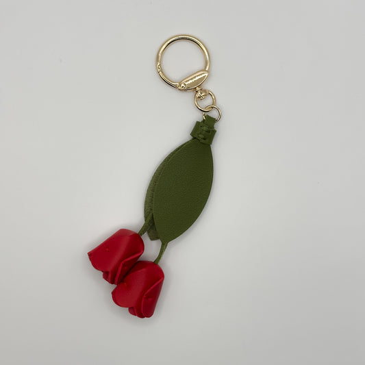 Tulip Keyring Bag Charm in Red
