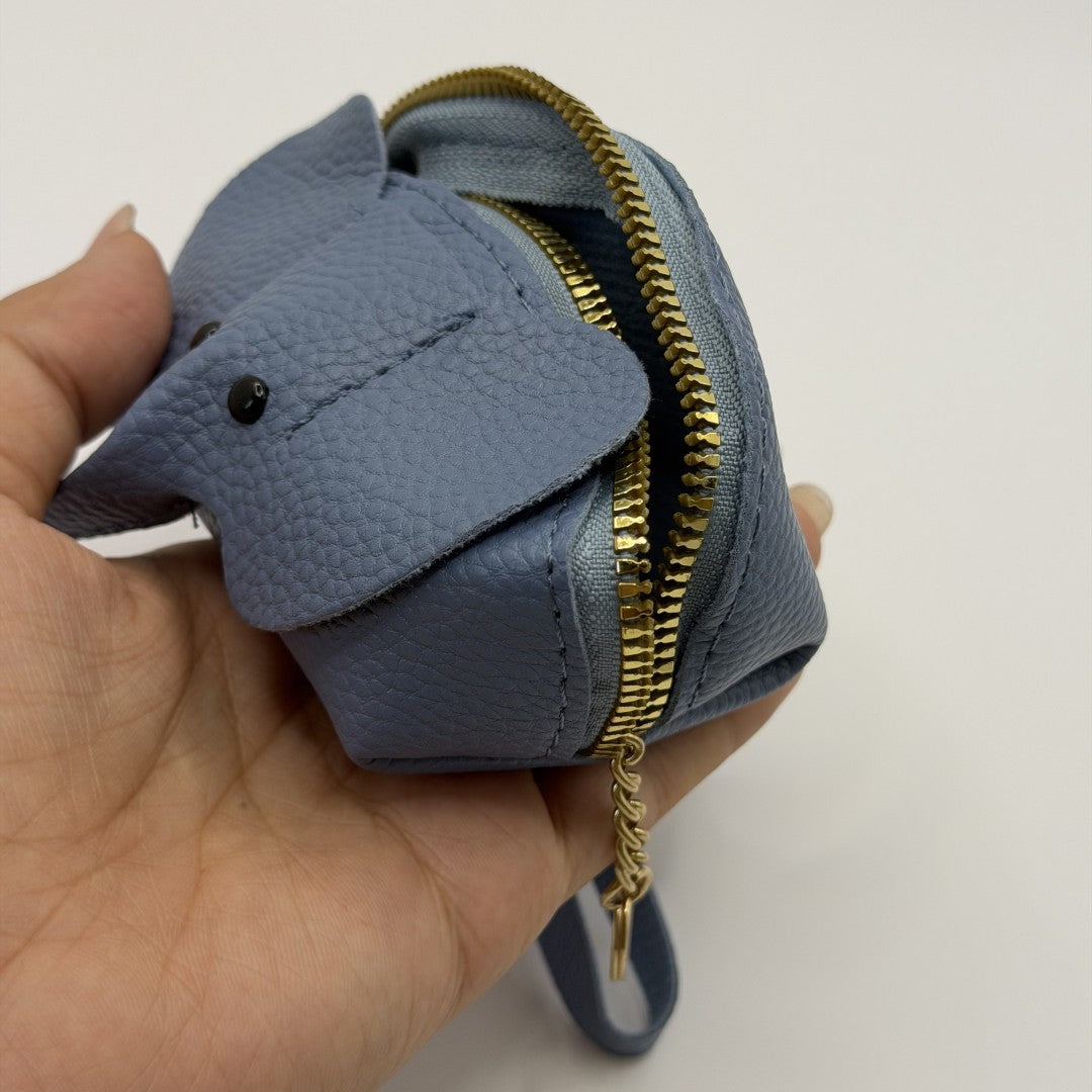 Elephant Face Zip Pouch & Coin Purse in Blue